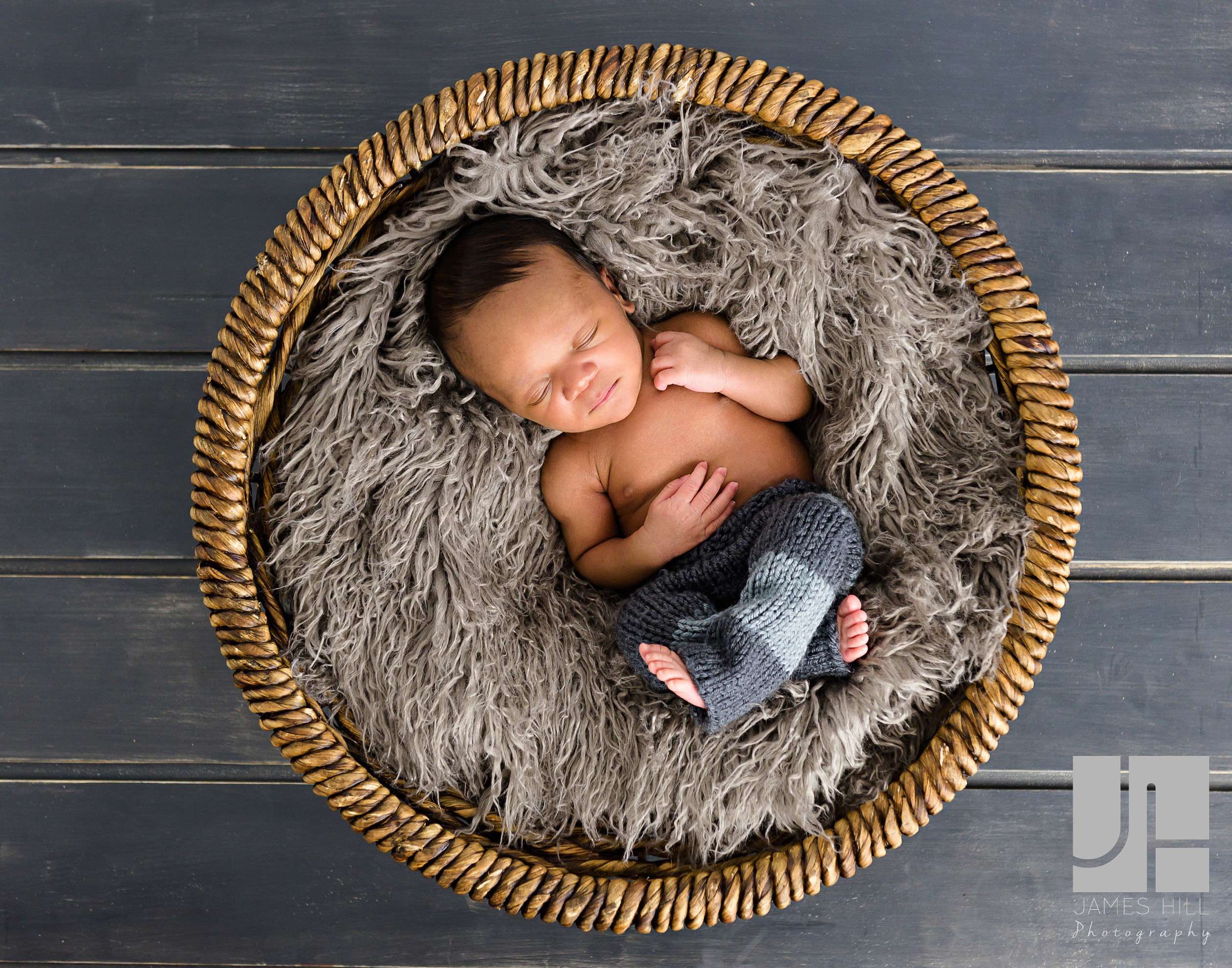 cute baby in basket
