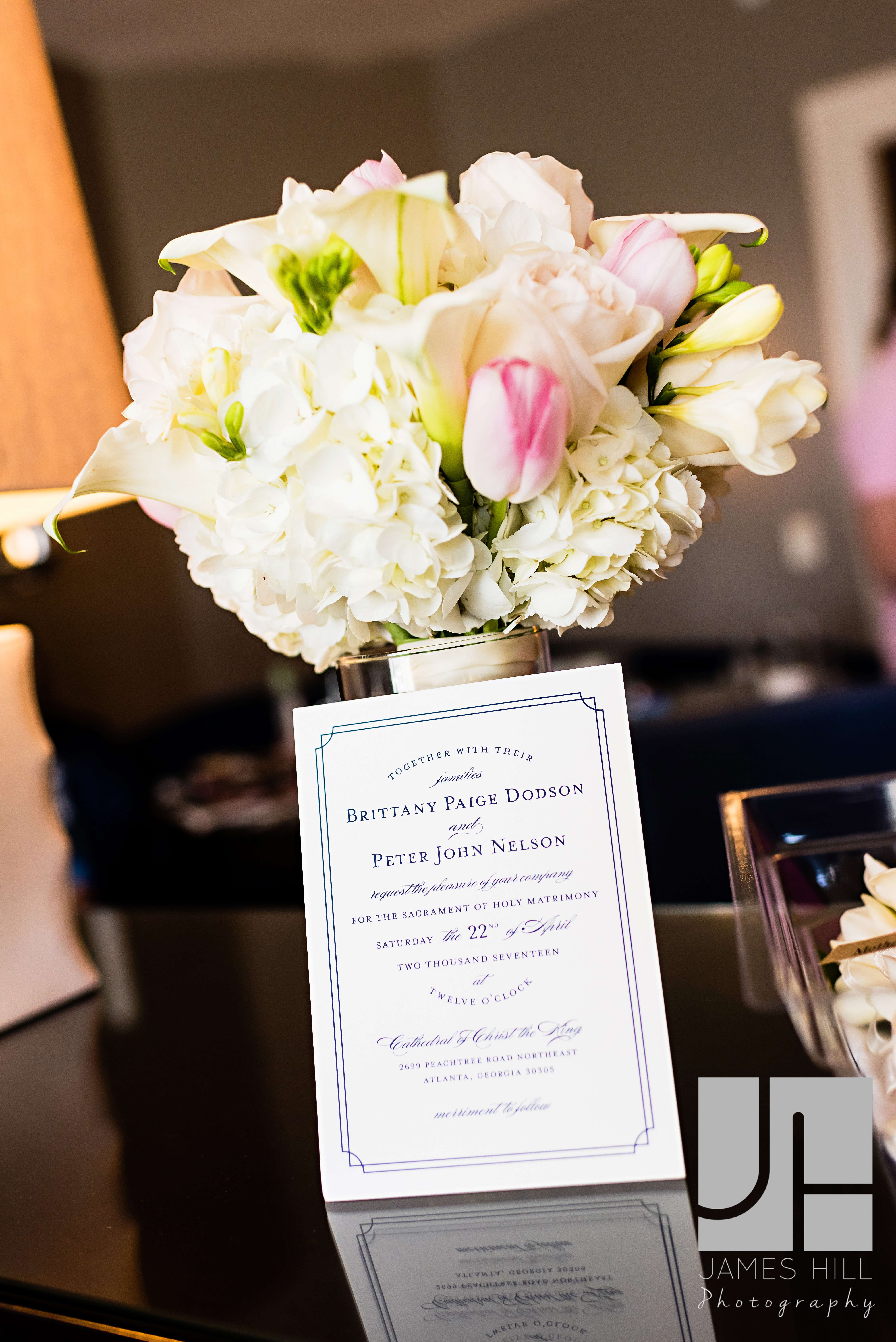 Love this gorgeous portrait of their flowers and invitation.