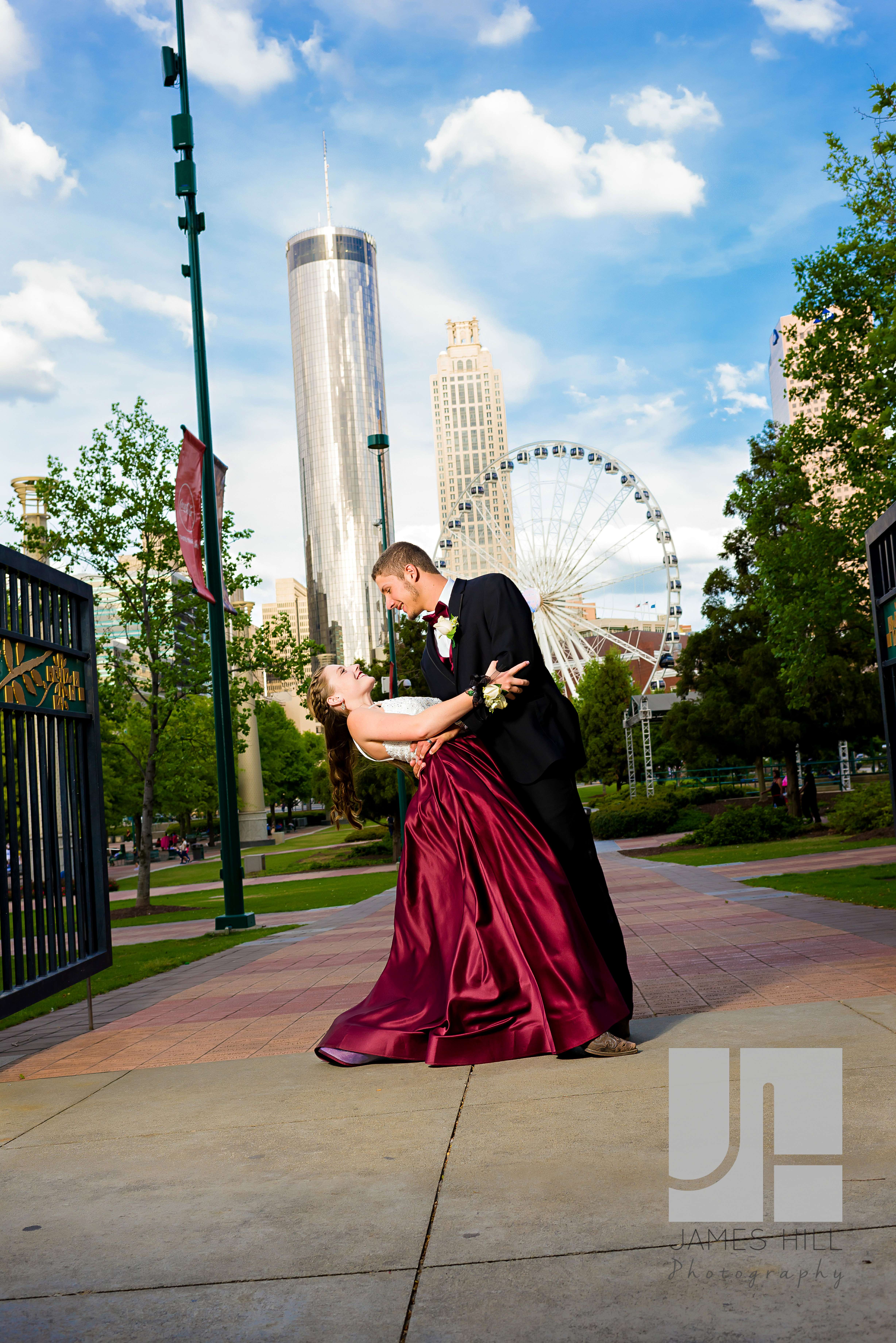 Gorgeous portrait from prom in Atlanta. Love this ferris wheel.