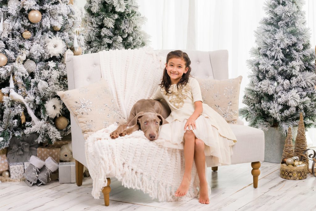 Madison and Blu on our Holiday Set